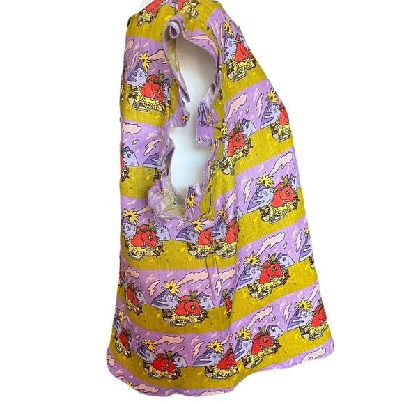 Nooworks The Ruffle 100% Linen Top In Jammin Size 2X - Picture 4 of 11